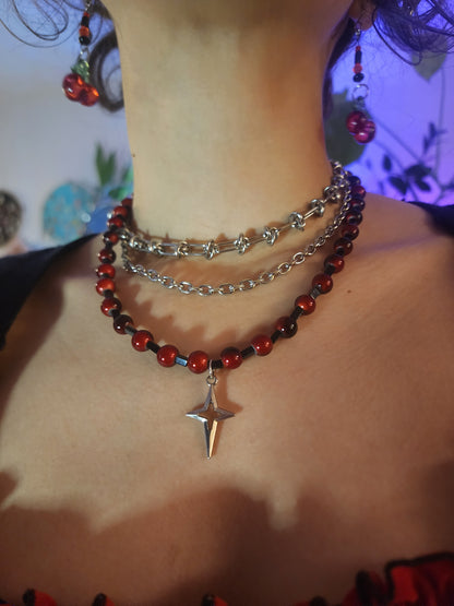 Red & Black Beaded Necklace