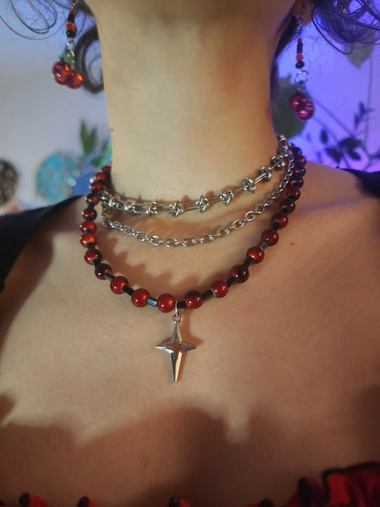 Red & Black Beaded Necklace