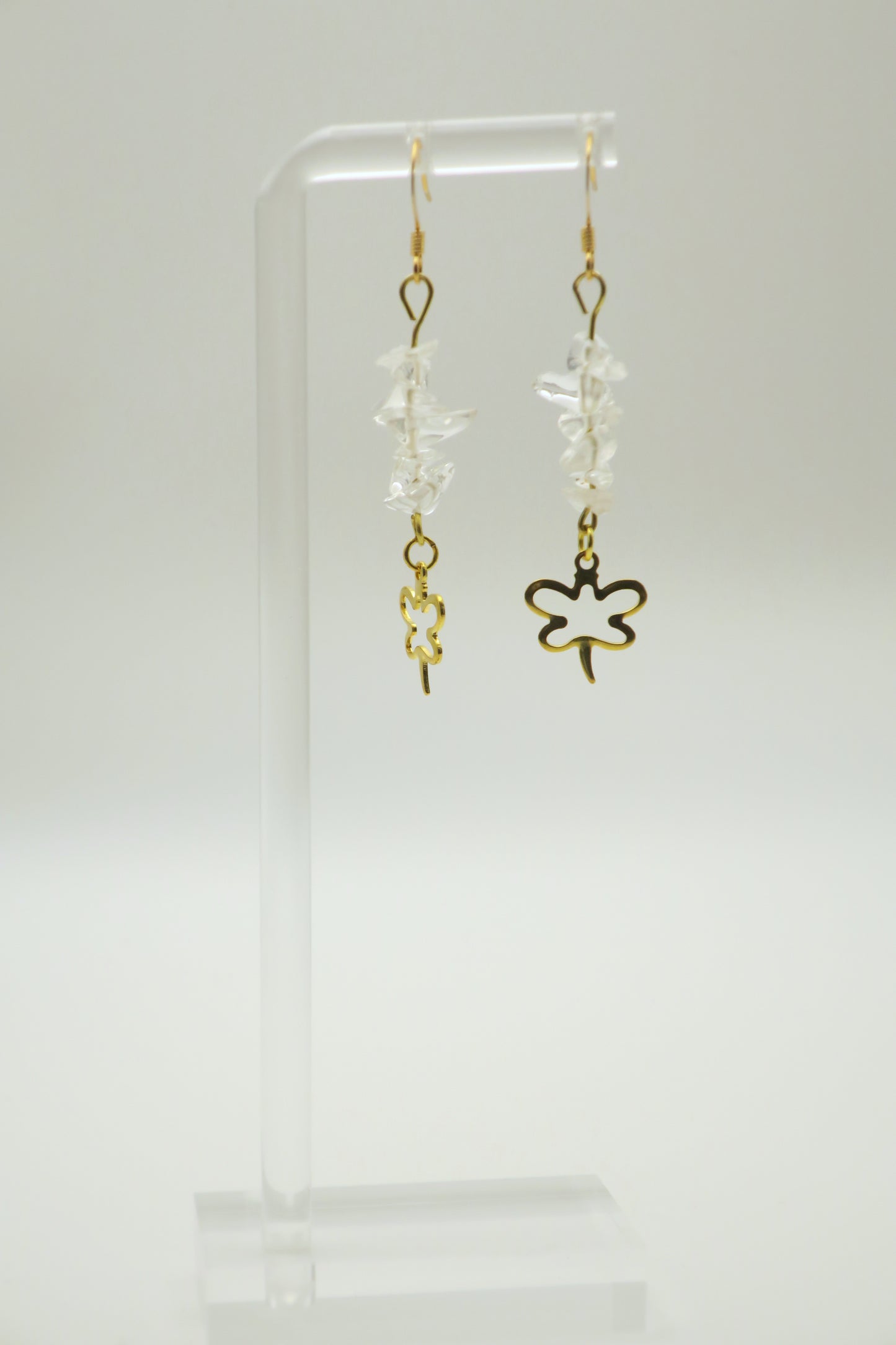 Golden Dragonfly Dangly Earrings