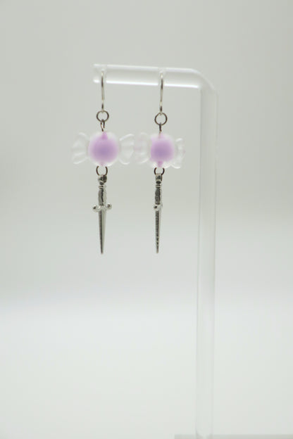 Yami Kawaii Purple Dagger Candy Earrings