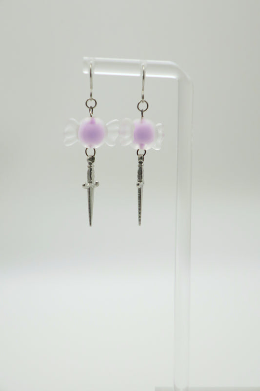 Yami Kawaii Purple Dagger Candy Earrings