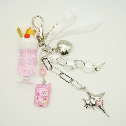 Pink Pop Float Girly Twinkle Keychain