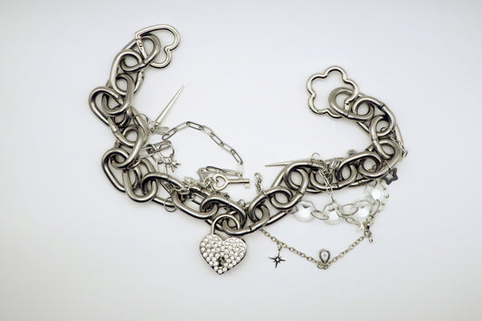 Rhinestone Heart Locket Thick Chain One-of-a-Kind